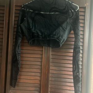 Elegant Black Mesh Crop Top/tights